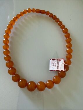 Amber-tone Beaded Necklace/ choker   vintage from USSR Baltic